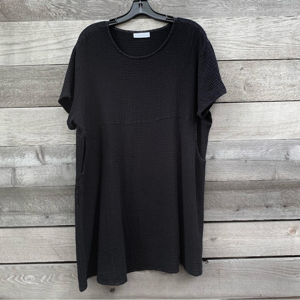 Bryn Walker Dress Sz M Cotton Gauze Shift Pockets Oversized Lagenlook Minimalist